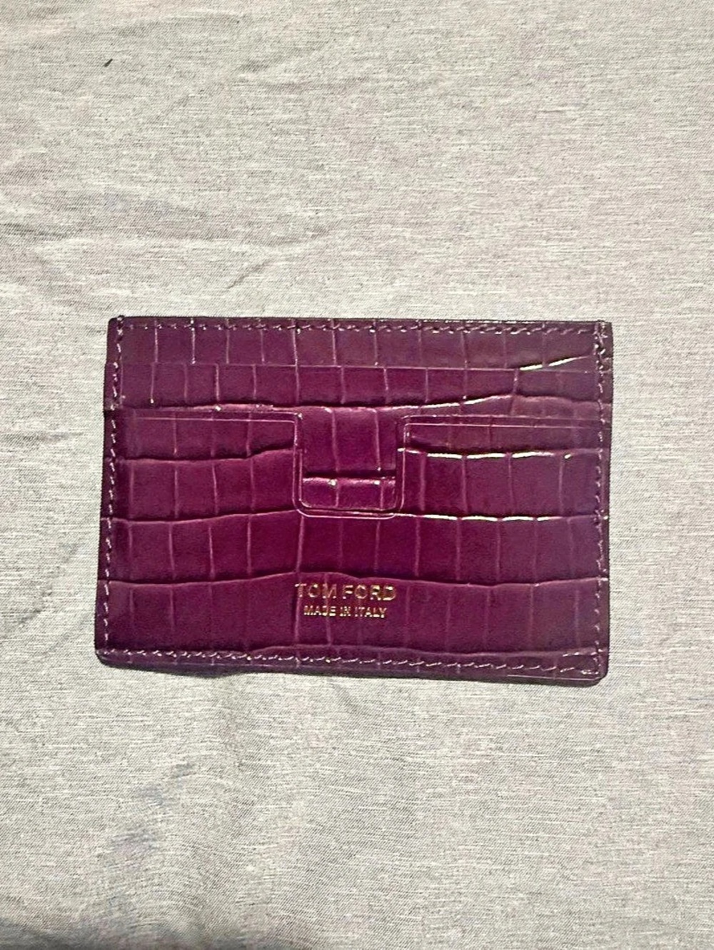 Tom Ford Crocodile-Embossed Card Holder in Burgundy New*